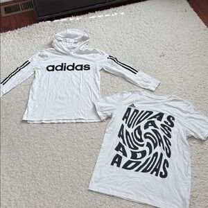 ! Boys bundle Adidas White thin Cotton Hoodie & Adidas White T shirt